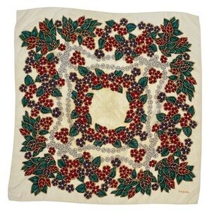 Chanel Vintage Gripoix Cream Silk Scarf Rare Print